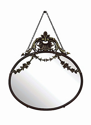 Creative Co-Op Antique Inspired Hanging Oval Mirror With Pewter Frame, , large