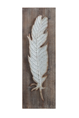 Storied Home Metal Feather Wall Décor, Silver