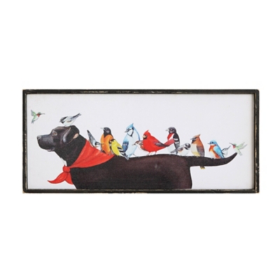 Creative Co-Op Birds And Dog Framed Wall Decor, , large