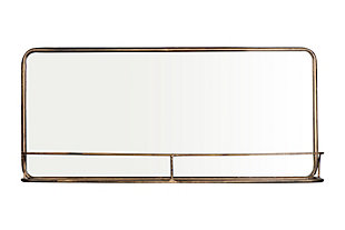 Creative Co-Op Brass Metal Framed Mirror with Shelf, , large
