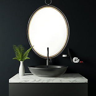 Creative Co-Op Oval Accent Mirror With Black And Gold Metal Frame, , rollover