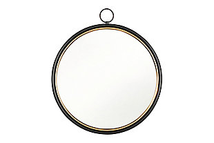 Creative Co-Op Round Accent Mirror With Black And Gold Metal Frame, , large