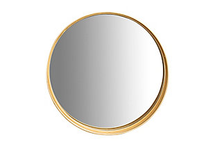 Creative Co-Op Round Accent Mirror With Gold Metal Frame And Shelf, , large