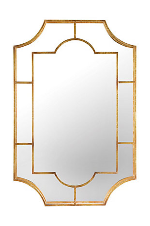 Storied Home Vintage Metal Framed Wall Mirror, Gold Finish, , large
