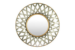 Creative Co-Op Round Metal Wall Mirror with Gold and Galvanized Finish, , large