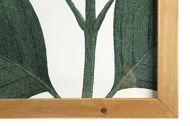 Adding green to your walls can add a relaxed atmosphere to your room. Adding the outdoor feel with leaves gives an even more calming effect. Bring new life to your wall with this green botanical framed print and enjoy its varying shades of green.Wood frame | Add a botanical touch to your room decor | 20.5"l x 0.78"w x 28.34"h | Wipe clean with a dry cloth | Pair these botanical designs with any theme to make the perfect statement piece