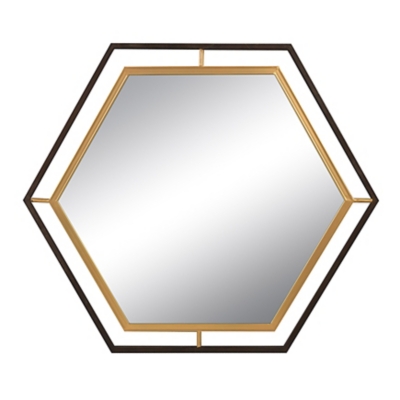 Creative Co-Op 2-Tone Hexagon Metal Wall Mirror, , large