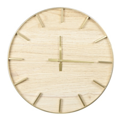 Creative Co-Op Round Wood Wall Clock, Natural, , large