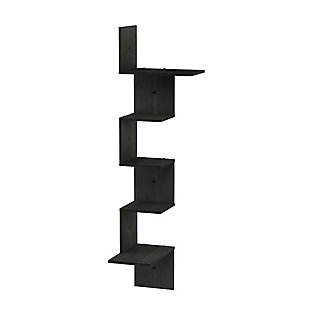 Furinno Rossi Modern 5-Tier Wall Floating Corner Shelf, Espresso, , large