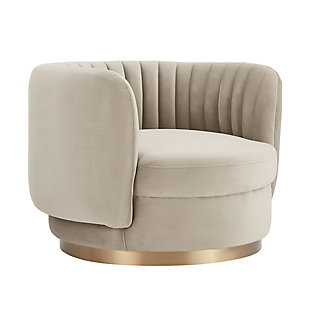 Davy Taupe Velvet Swivel Accent Chair with Gold Base, Taupe, large