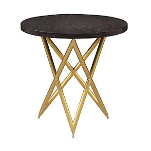 Atala Brown Veneer End Table with Brushed Gold Legs, , large