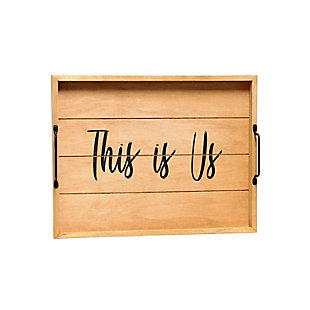 Elegant Designs Decorative "This Is Us" Wood Serving Tray, Natural Wood, large