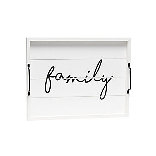 Elegant Designs Decorative "Welcome" Wood Serving Tray, White Wash, large