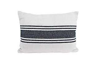 Creative Co-Op Cotton Canvas Striped Throw Pillow, Gray, large