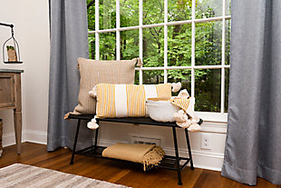 Creative Co-Op Vertical Stripe Cotton Chenille Throw Pillow, Yellow, rollover