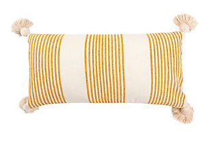 Creative Co-Op Vertical Stripe Cotton Chenille Throw Pillow, Yellow, large