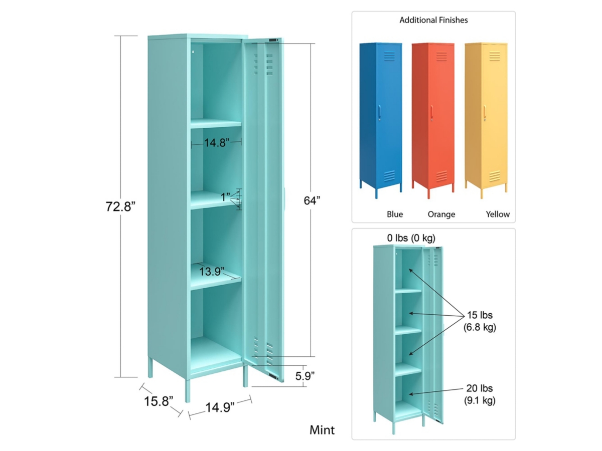 Novogratz Cache Single Metal Locker Storage Cabinet