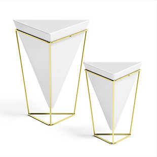 Umbra Trigg White and Gold Tabletop Planters (Set of 2), , large