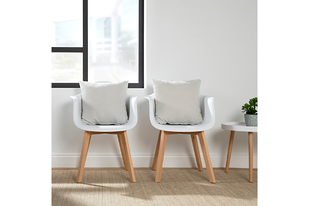 Comfort isn't just for home, office and guest seating solutions can benefit from supportive accent pillows, too. The OFM 161 Collection Mid Century Modern 18 x 18 Accent Pillows, sold in sets of two, provide an extra touch of comfort anywhere it's needed. Easily accessorize lobby seating with these accent pillows that pair perfectly with existing 161 Collection Mid Century Modern fabrics. The removable pillow cover is 90 percent polyester and 10 percent cotton, making it easily washable and therefore ideal for high traffic areas. The pillow cover features a hidden zipper that provides easy access to the hypoallergenic polysynthetic filled pillow insert. This pillow 2 pack provides a plush 6.5" thickness, making it perfect for accent and back support. Relax with ease as these modern accent pillows are backed by the OFM 5-Year Limited Warranty.18 x 18 accent pillows | Sold in sets of 2 | Hypoallergenic polysynthetic insert | 6.5" in thickness | Pillow cover is a cotton-poly blend | OFM 5-Year Limited Warranty