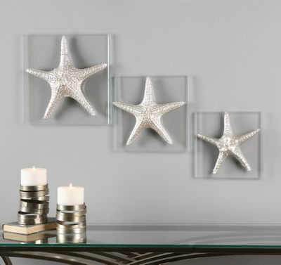 Uttermost Silver Starfish Wall Art, Set of 3