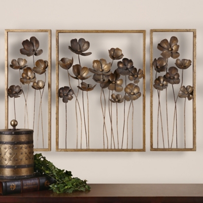 A600024463 Uttermost Metal Tulips Wall Art Set of 3, Bronze sku A600024463