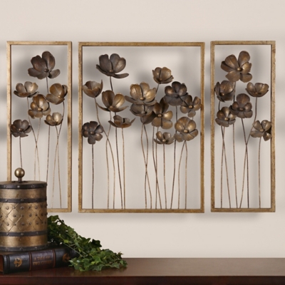 Uttermost Metal Tulips Wall Art (3 Piece), Bronze