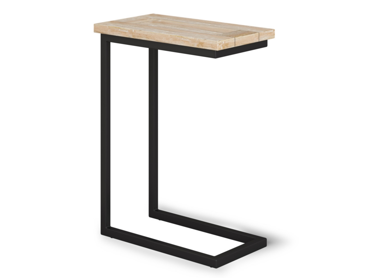 Simpli Home Skyler 18" Wide Solid Mango Wood Rectangle Industrial C Side Table, White Wash, large