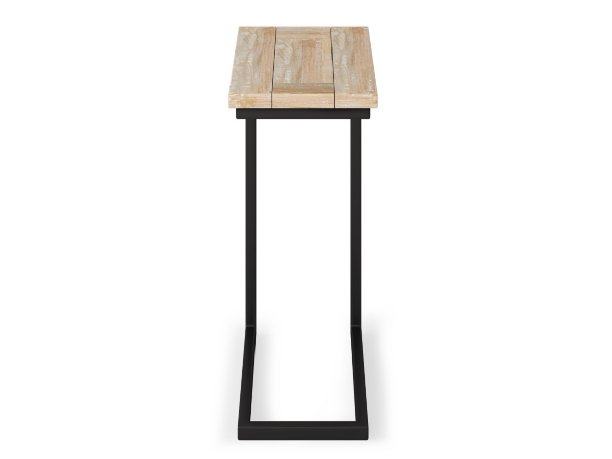 Simpli Home Skyler 18" Wide Solid Mango Wood Rectangle Industrial C Side Table, White Wash, large