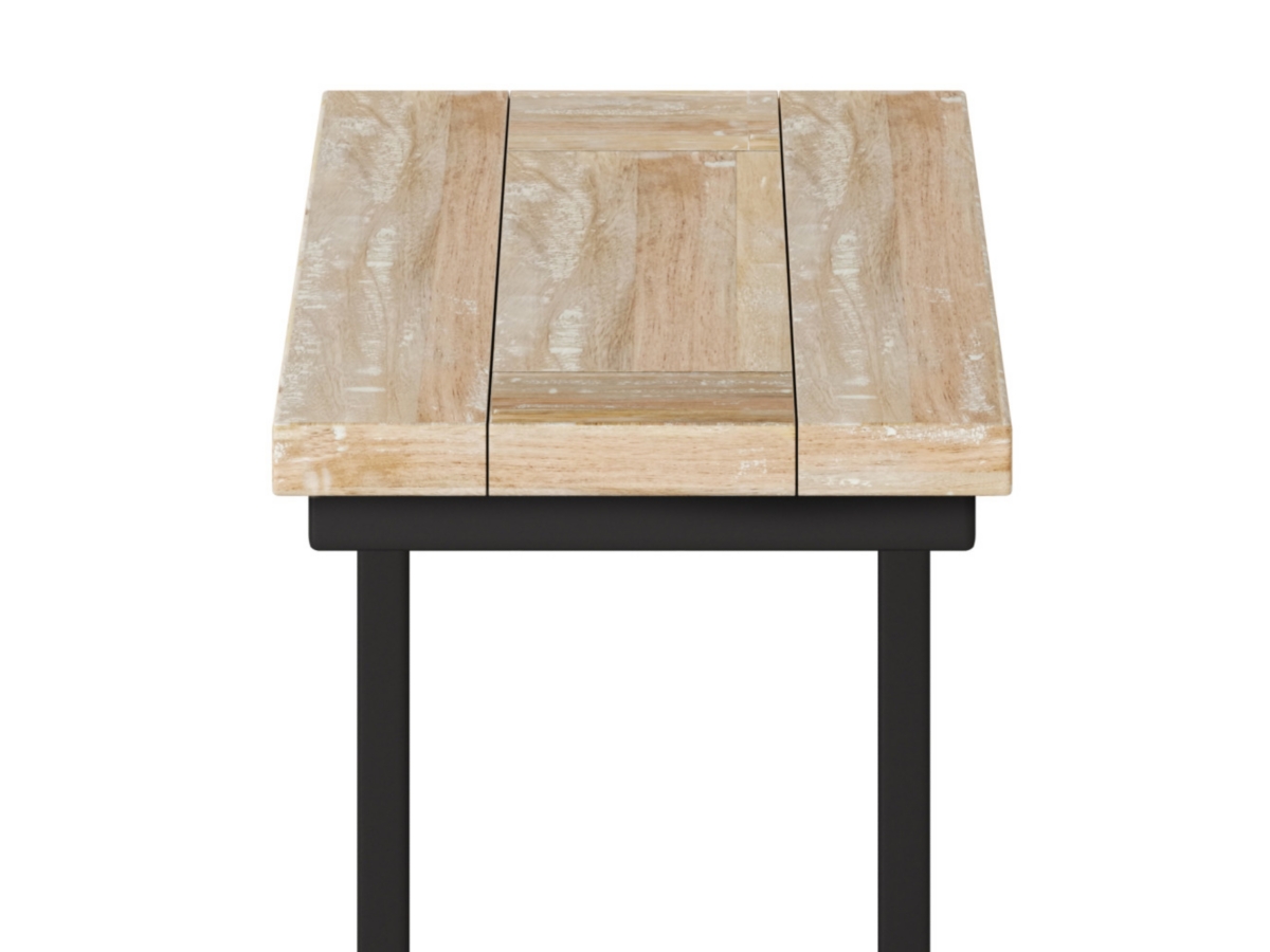 Simpli Home Skyler 18" Wide Solid Mango Wood Rectangle Industrial C Side Table, White Wash, large