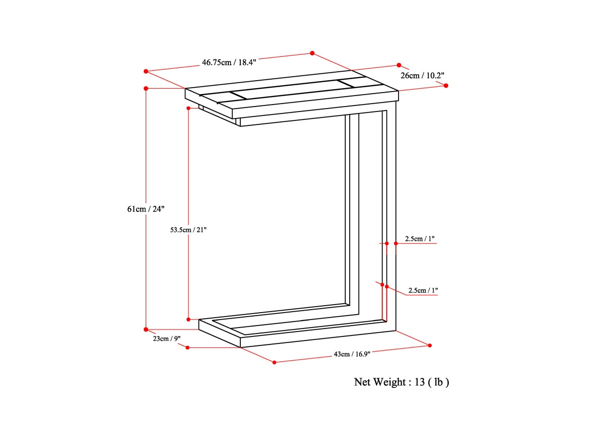 Simpli Home Skyler 18" Wide Solid Mango Wood Rectangle Industrial C Side Table, White Wash, large