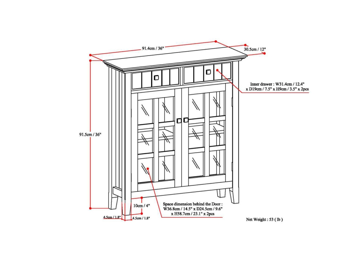 Simpli Home Connaught 40" Wide Solid Wood Traditional Entryway Storage Cabinet, Farmhouse Gray, large