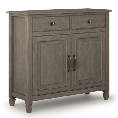 Simpli Home Connaught 40" Wide Solid Wood Traditional Entryway Storage Cabinet, Farmhouse Gray, large