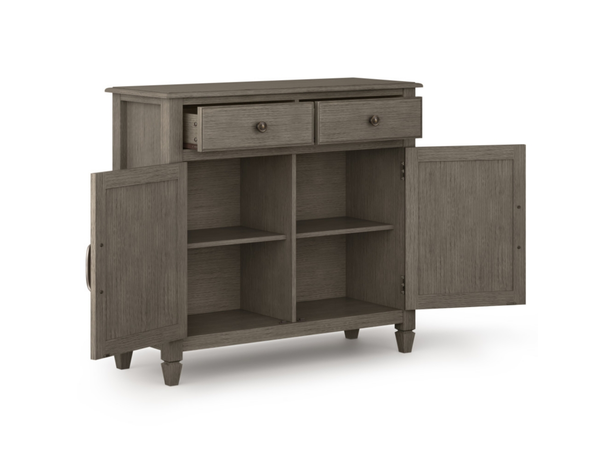 Simpli Home Connaught 40" Wide Solid Wood Traditional Entryway Storage Cabinet, Farmhouse Gray, large