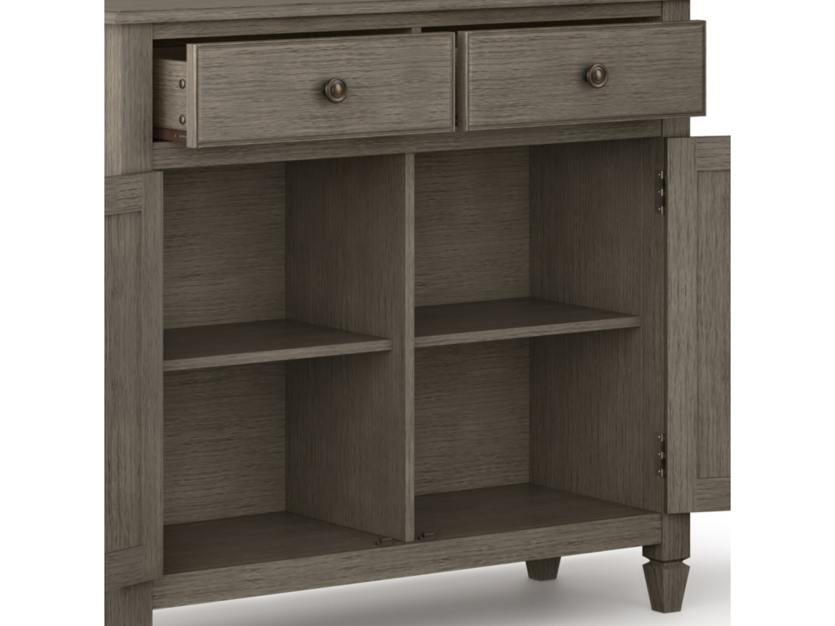 Simpli Home Connaught 40" Wide Solid Wood Traditional Entryway Storage Cabinet, Farmhouse Gray, large