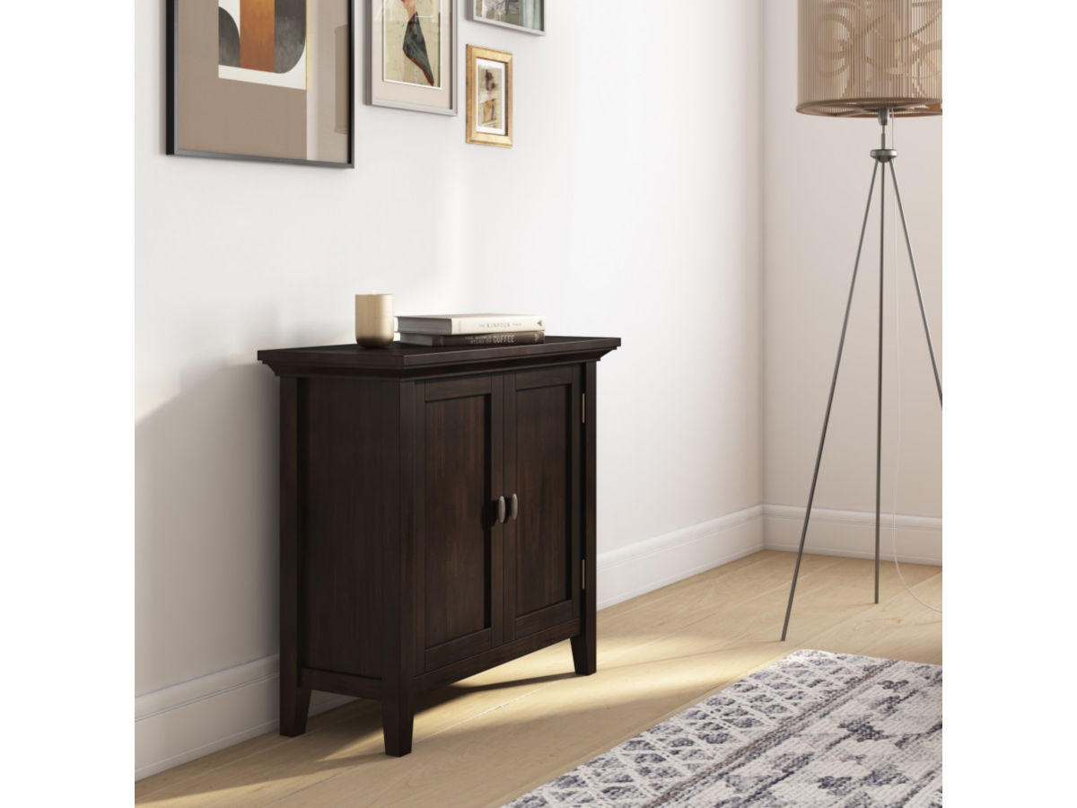 Simpli Home Redmond 32" Low Storage Cabinet, Brown, large