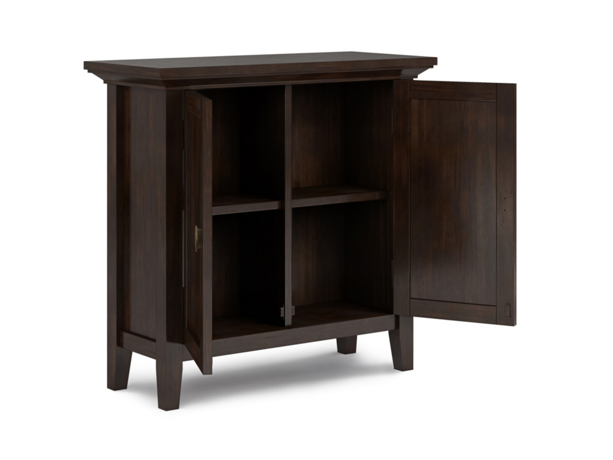 Simpli Home Redmond 32" Low Storage Cabinet, Brown, large