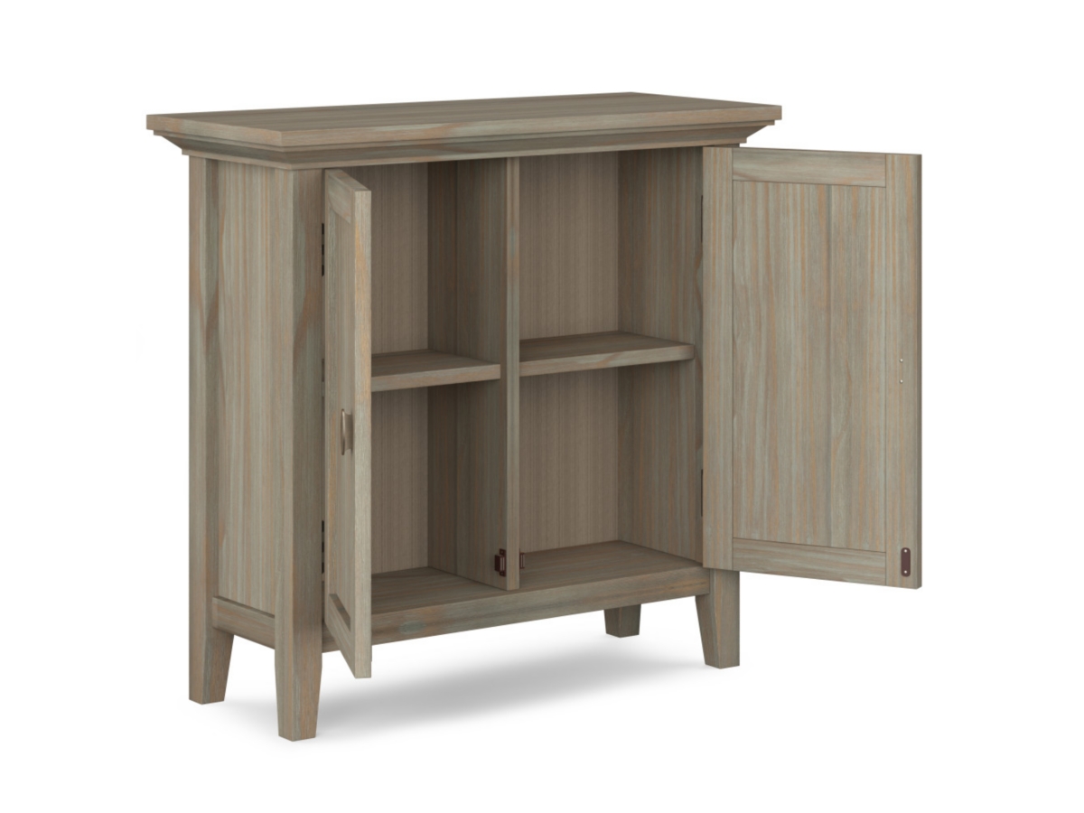 Simpli Home Redmond 32" Low Storage Cabinet, Gray, large