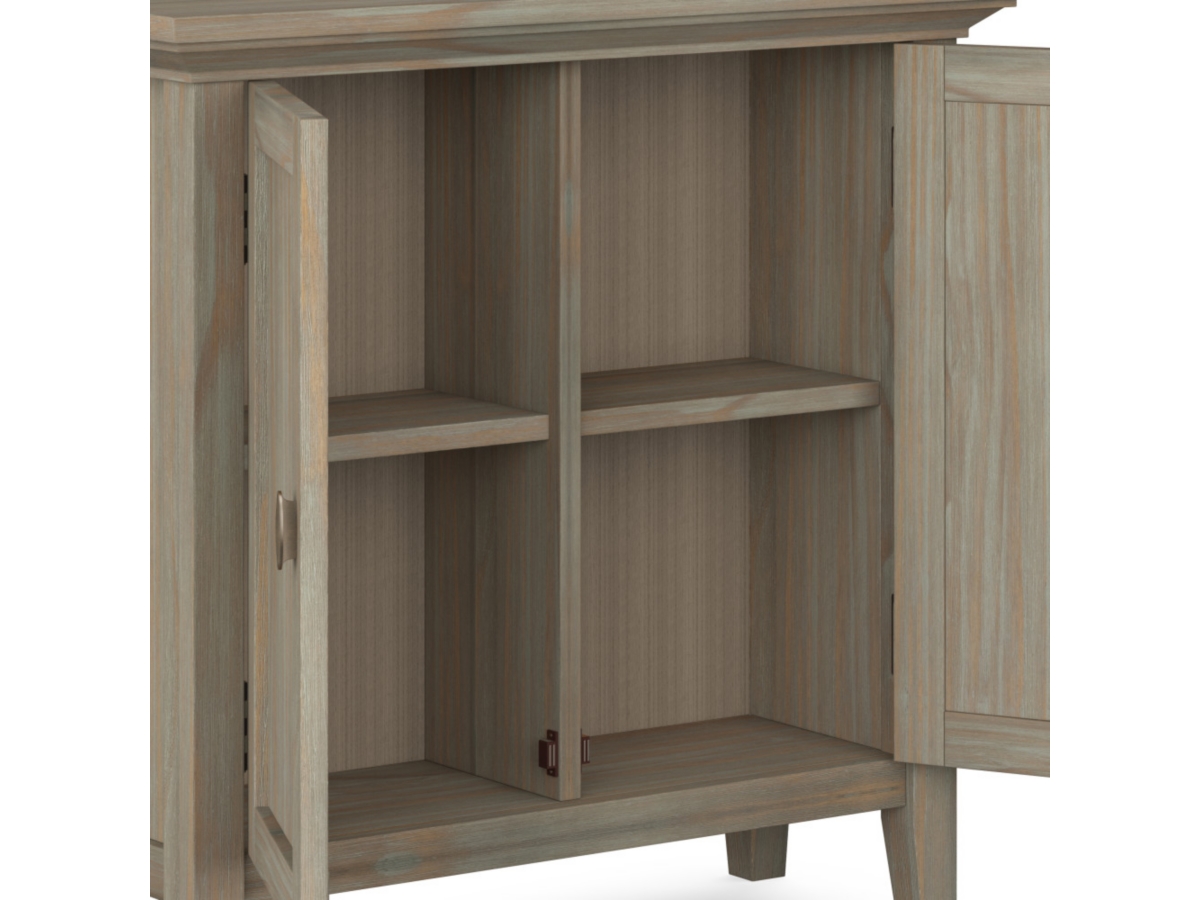 Simpli Home Redmond 32" Low Storage Cabinet, Gray, large