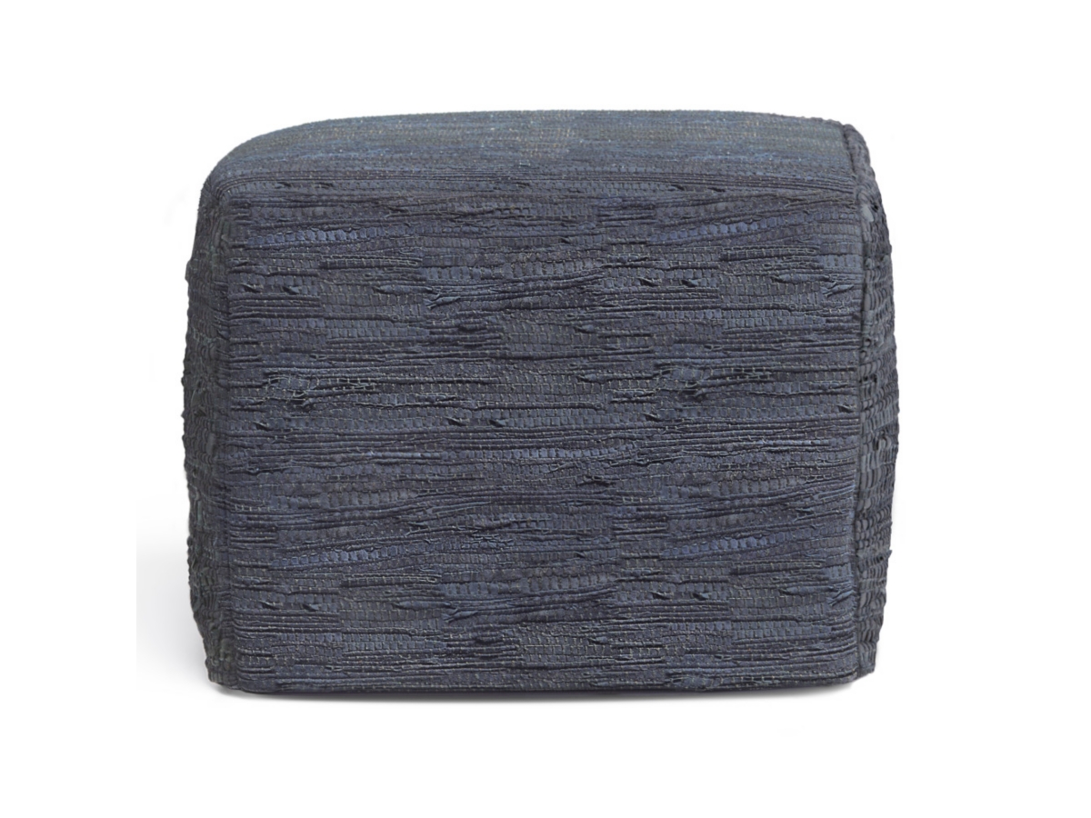 Simpli Home Fredrik Woven Leather Square Pouf, , large