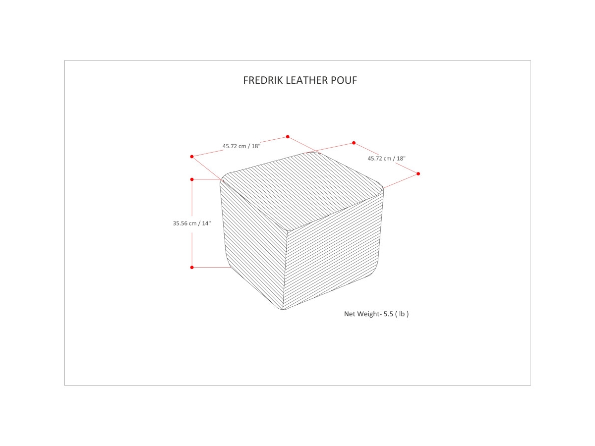 Simpli Home Fredrik Woven Leather Square Pouf, , large