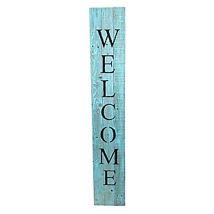 Rustic Rustic Farmhouse 5' Robin Egg Blue Welcome Sign Front Porch, Robins Egg Blue, large