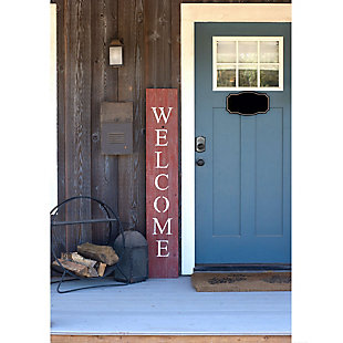 Rustic Rustic Farmhouse 5' Rustic Red Welcome Sign Front Porch, Rustic Red, rollover