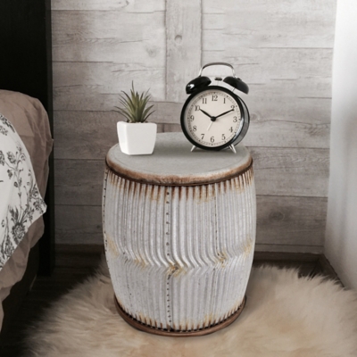 A600024648 Storied Home Round Metal Stool/side Table, Silver sku A600024648