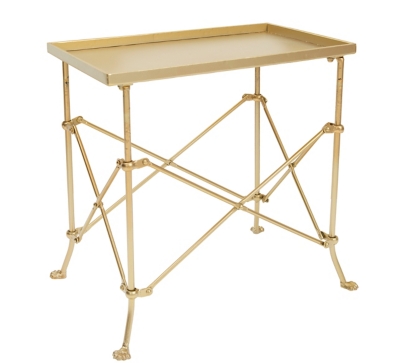 Creative Co-Op Rectangle Tray-style Metal Accent Table, Gold, large
