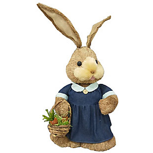 34-In. Mrs. Sisal Bunny with Carrot Basket Figurine, , large
