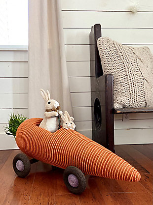 29-In. Wide Sisal Carrot Car with Bunnies Figurine, , rollover