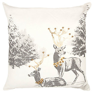 Winter Deer Holiday Throw Pillow, , large