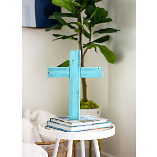 Display your faith, using our wooden cross decoration. This cross will perfectly exhibit your dedication to Christianity, including your love for the Savior. It is sure to become an inspiring piece. You can mount this cross anywhere in your home. Hang it up in your bedroom, bathroom, living room, office, nursery, or kitchen to invite the Spirit into your home. Place this cross above your vanity if you want to see it every morning. It′s also a great addition to your prayer area or bathroom. Add a touch of decorative flair to your workspace with this sentimental cross. Place it around family photos, mementos, and your favorite trinkets to personalize your desk and make it feel more like home. The cross is big enough to be an eye–catching piece but small enough to not take up too much space on your wall. Crafted and fully assembled from 100% reclaimed wood in the USA. Our team at Barnwood USA specializes in carefully treating and restoring old wood to create each one of our products. Our products were once trees. Every imperfection is part of the story. Each product is handmade by our designers from reclaimed wood. It will have unique character with possible small holes and splinters. These imperfections gives you a one of a kind handmade piece.Hang your cross up in your bedroom, bathroom, living room, office, nursery, or kitchen to invite the holy spirits into your home. Also a great addition to your prayer room for your daily worship. | Individually hand crafted from reclaimed wood in the usa. | Cross dimensions are 15" h x 12" w x 2" d | The cross comes fully assembled and ready to hang on a wall.