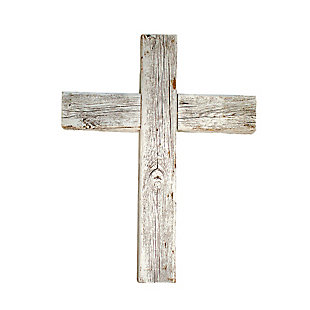 Display your faith, using our wooden cross decoration. This cross will perfectly exhibit your dedication to Christianity, including your love for the Savior. It is sure to become an inspiring piece. You can mount this cross anywhere in your home. Hang it up in your bedroom, bathroom, living room, office, nursery, or kitchen to invite the Spirit into your home. Place this cross above your vanity if you want to see it every morning. It′s also a great addition to your prayer area or bathroom. Add a touch of decorative flair to your workspace with this sentimental cross. Place it around family photos, mementos, and your favorite trinkets to personalize your desk and make it feel more like home. The cross is big enough to be an eye–catching piece but small enough to not take up too much space on your wall. Crafted and fully assembled from 100% reclaimed wood in the USA. Our team at Barnwood USA specializes in carefully treating and restoring old wood to create each one of our products. Our products were once trees. Every imperfection is part of the story. Each product is handmade by our designers from reclaimed wood. It will have unique character with possible small holes and splinters. These imperfections gives you a one of a kind handmade piece.Hang your cross up in your bedroom, bathroom, living room, office, nursery, or kitchen to invite the holy spirits into your home. Also a great addition to your prayer room for your daily worship. | Individually hand crafted from reclaimed wood in the usa. | Cross dimensions are 15" h x 12" w x 2" d | The cross comes fully assembled and ready to hang on a wall.