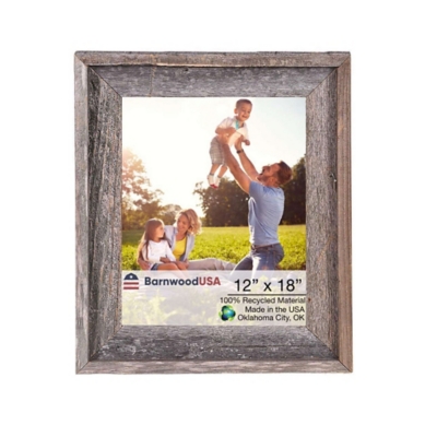 BarnwoodUSA Farmhouse Signature 12x18 Weathered Gray Picture Frame, Weathered Gray, large